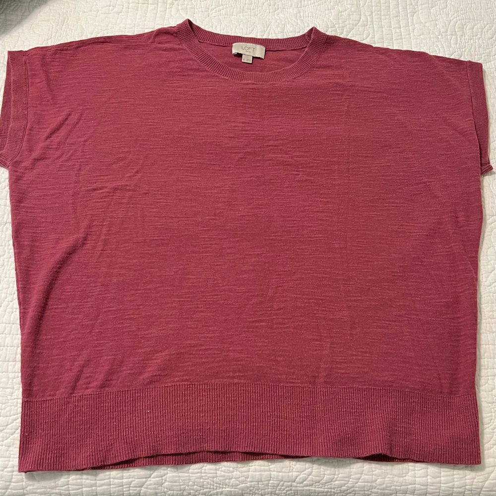 🍊LOFT Outlet Short Sleeve Rose Mauve Sweater XL🍊